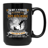 I'M Not A Widower I'M A Husband To A Wife With Wings  Black Coffee Mug - Black