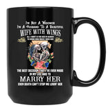 I'M Not A Widower I'M Husband To A Beautiful Wife With Wings Black Coffee Mug - Black