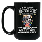 I'M Not A Widower I'M Husband To A Beautiful Wife With Wings Black Coffee Mug