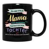 I'M Proud Mom Daughter Parents Gift Saying Black Coffee Mug - Black