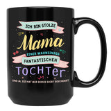I'M Proud Mom Daughter Parents Gift Saying Black Coffee Mug - Black