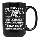 I'M Taken By A Freaking Awesome Girlfriend Black Coffee Mug - Black