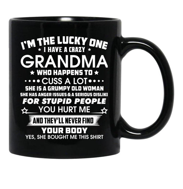 I'M The Tucky One I Have A Crazy Grandma Black Coffee Mug - Black