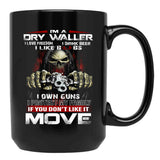 Im A Dry Waller I Love Freedom I Drink Beer I Like Boobs Black Coffee Mug - Black