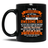 Im A Stubborn Sonof A Freaking Awesome Dad - Funny Gift From Father To Sons  Black Coffee Mug