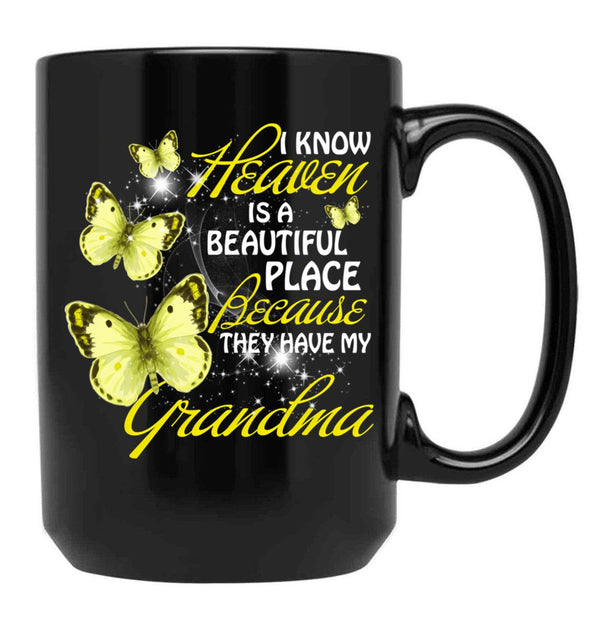 In Memory Of My Grandma Guardian Angel Wings Hoodie Black Coffee Mug - Black
