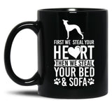 Italian Greyhound Dog Stole Heart Black Coffee Mug