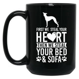 Italian Greyhound Dog Stole Heart Black Coffee Mug