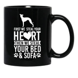 Italian Greyhound Stole Heart Bed  Black Coffee Mug - Black