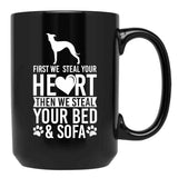 Italian Greyhound Stole Heart Bed  Black Coffee Mug - Black