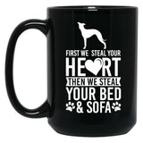 Italian Greyhound Stole Heart Bed  Black Coffee Mug