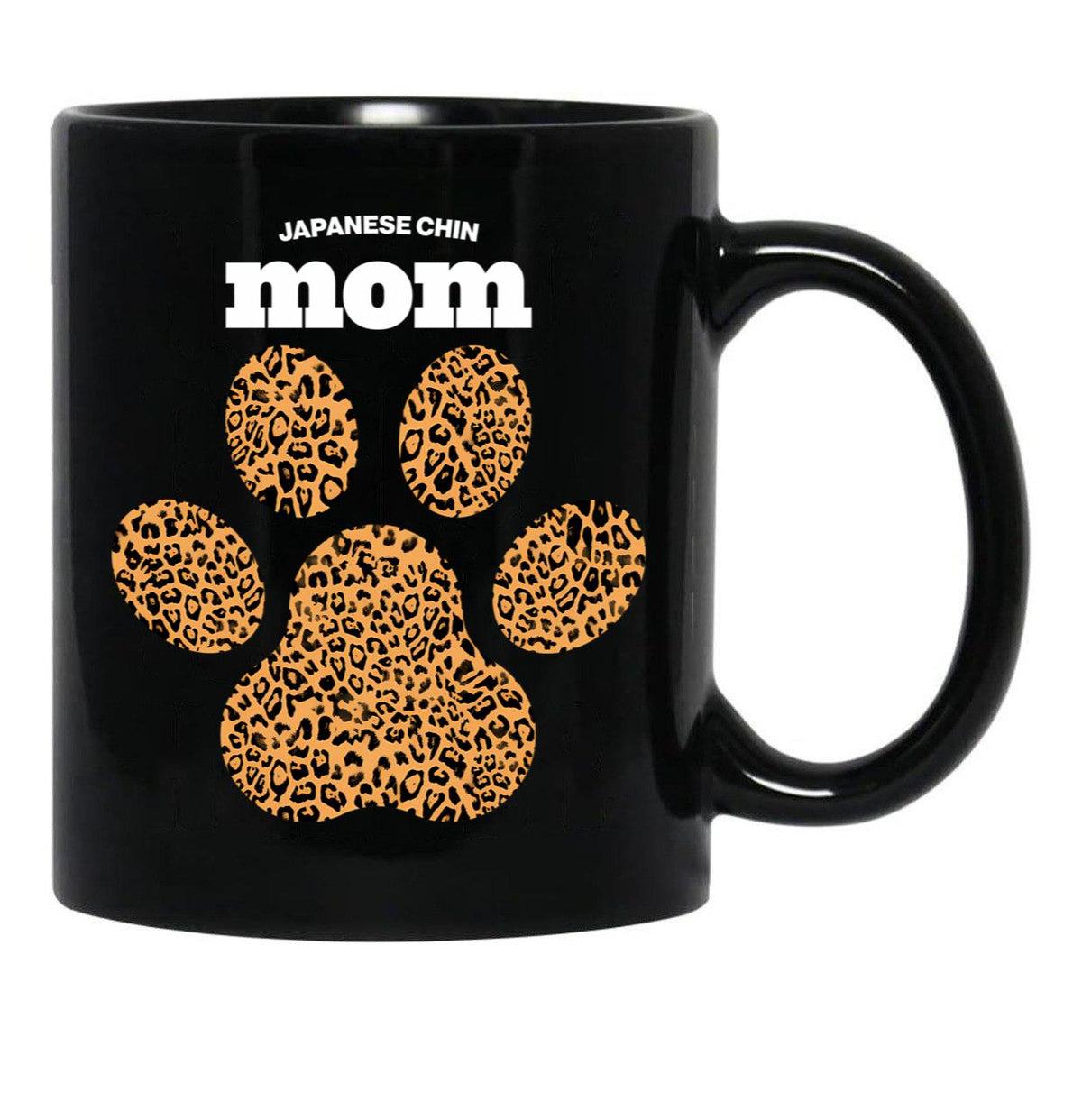 Japenese Chin Mom Cute Leopard Print Dog Paw For Dog Moms Fur Mamas Petpuppy Lovers Black Coffee Mug - Black