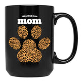 Japenese Chin Mom Cute Leopard Print Dog Paw For Dog Moms Fur Mamas Petpuppy Lovers Black Coffee Mug - Black