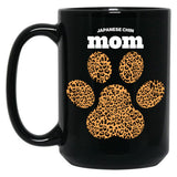 Japenese Chin Mom Cute Leopard Print Dog Paw For Dog Moms Fur Mamas Petpuppy Lovers Black Coffee Mug