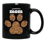 Japenese Spitz Mom Cute Leopard Print Dog Paw For Dog Moms Fur Mamas Petpuppy Lovers Black Coffee Mug - Black