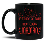 Je T'Aime Maman Joli Cadeau Fte Des Mres Pour Les Mamans Black Coffee Mug