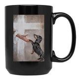 Jesus Dachshund Dog Poster Gift - God Dachshund Dog Poster Gift Black Coffee Mug - Black