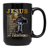 Jesus Is My God My King My Lord My Savior Black Coffee Mug - Black